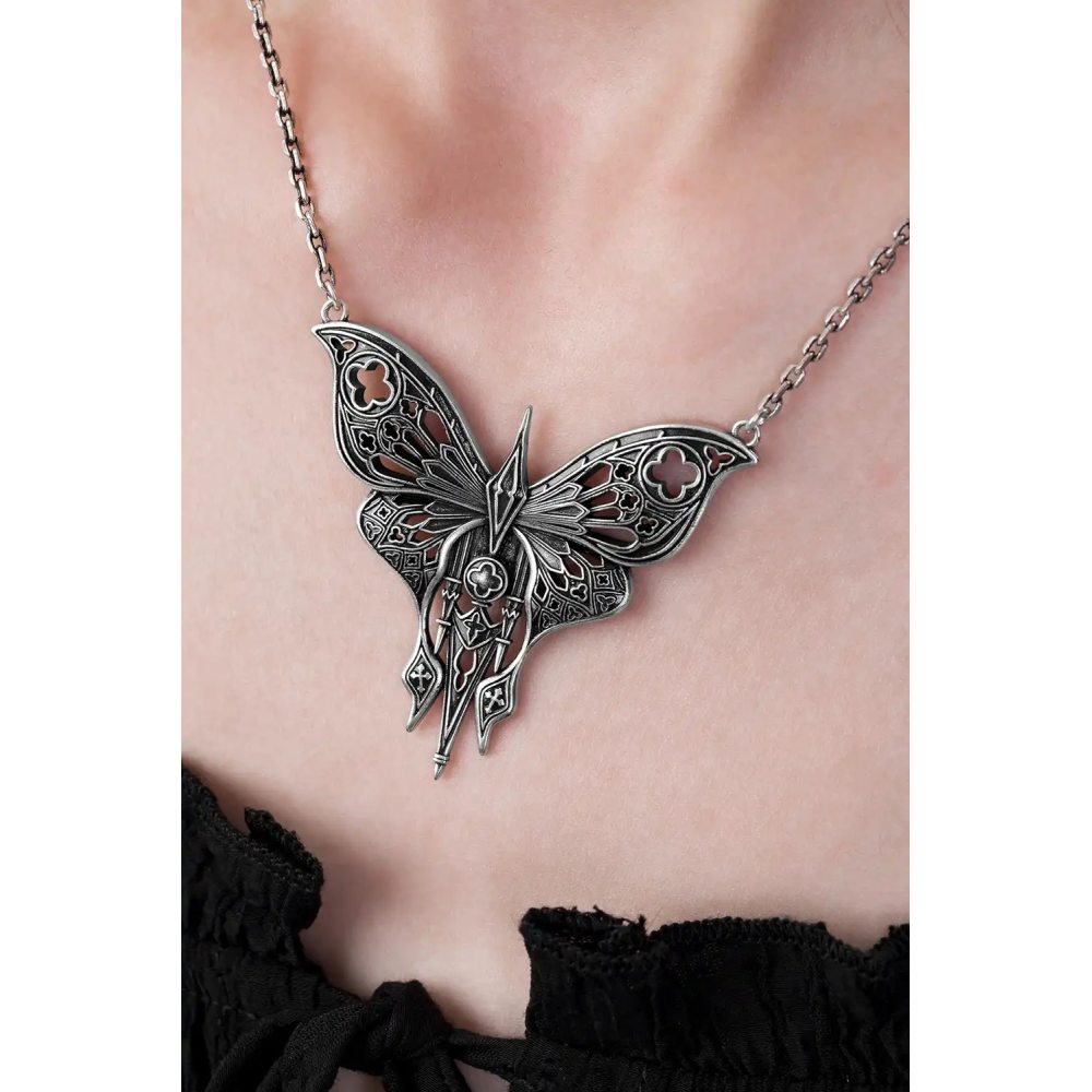 Restyle - Sanctuary moth Collier - Noir/Couleur argent